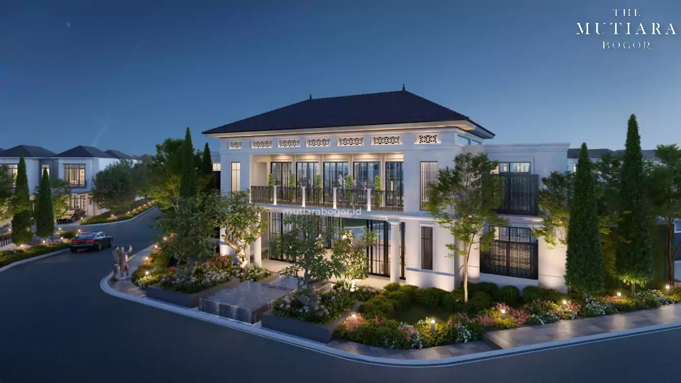Ilustrasi Rumah Mutiara Bogor dengan konsep perpaduan klasik dan modern.